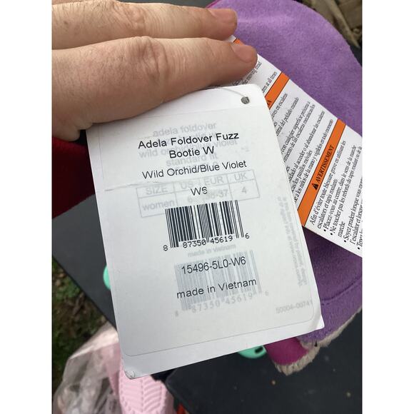 Crocs Womens Adela Foldover Fuzz Bootie Blue Violet Shoes W6 - Picture 5 of 5